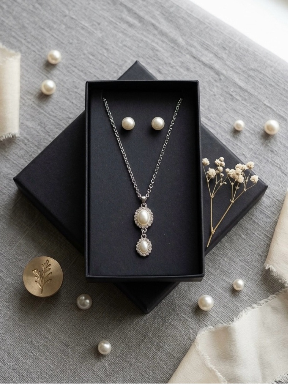Pearl Pendant Necklace and Earring Set
